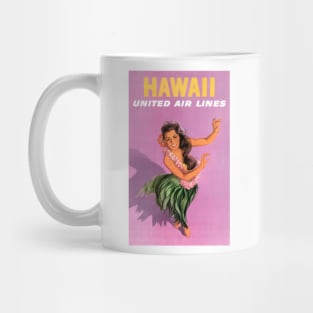Vintage Travel Poster Hawaii Hula Dancer Mug